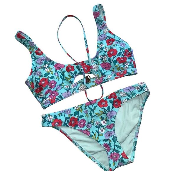 Nanette Lepore Cait Floral Bikini Swimsuit Blue Size 4 NWT - Picture 3 of 11